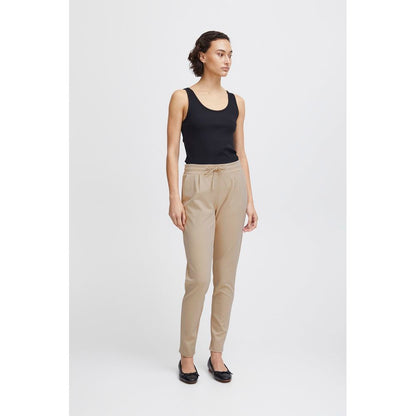 ICHI Beige Polyester Jeans & Hose