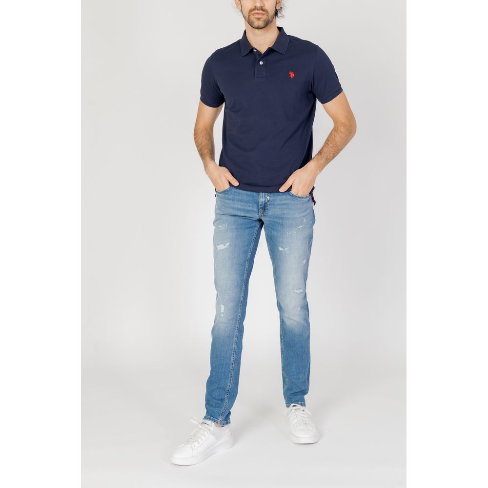 U.S. POLO ASSN. Blaues Baumwoll-Poloshirt