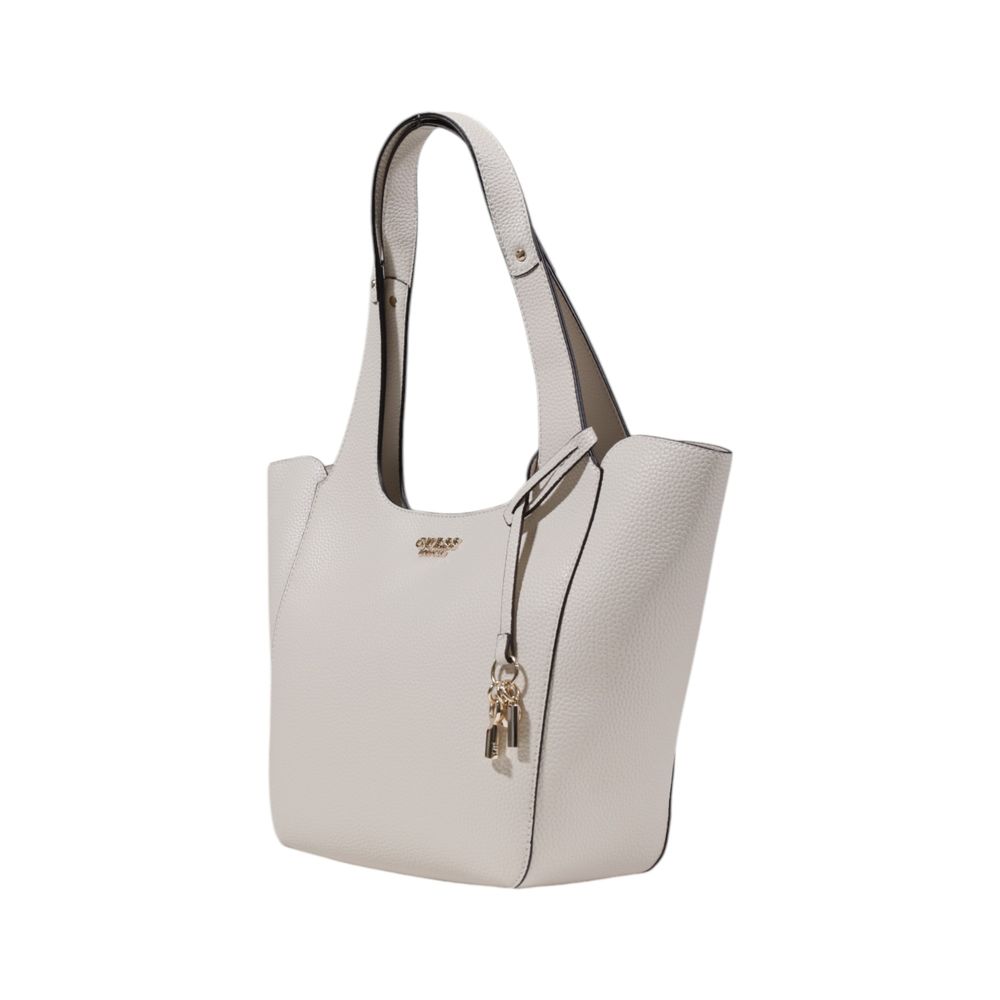 Guess Cremefarbene Polyethylen-Handtasche