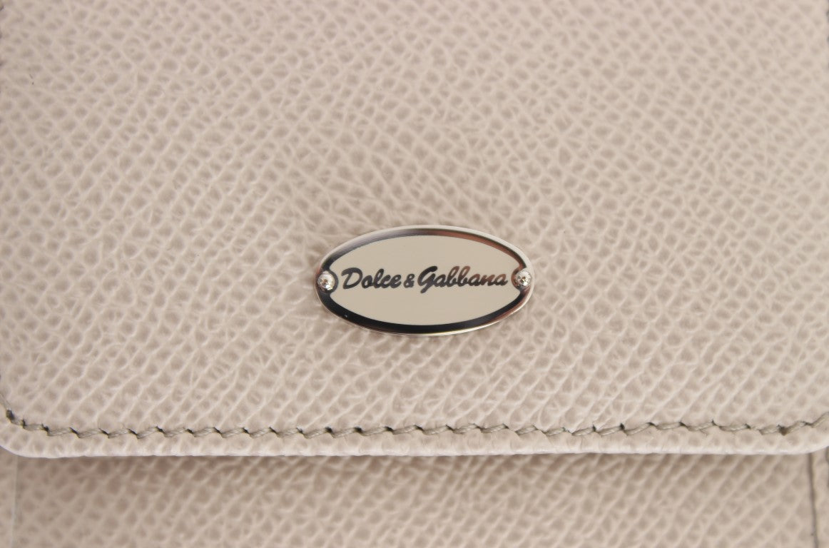 Dolce & Gabbana Glattes weißes Leder-Kondom-Etui Brieftasche