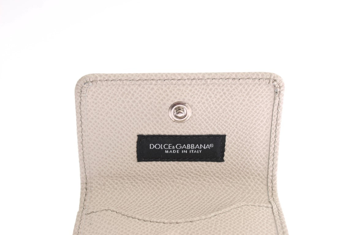 Dolce & Gabbana Glattes weißes Leder-Kondom-Etui Brieftasche