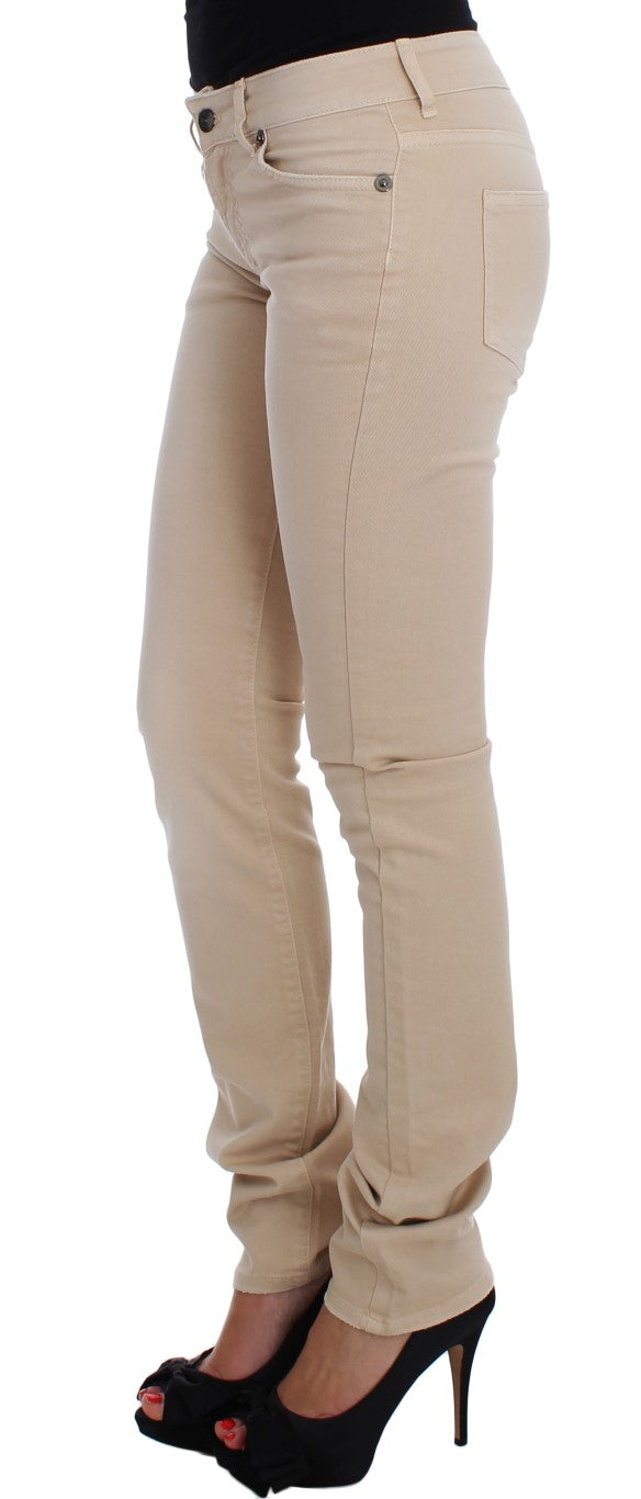 Cavalli Beige Baumwolle Stretch Slim Fit Jeans