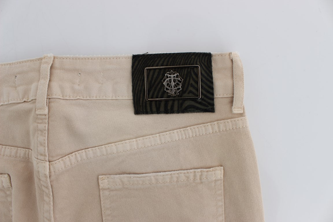 Cavalli Beige Baumwolle Stretch Slim Fit Jeans