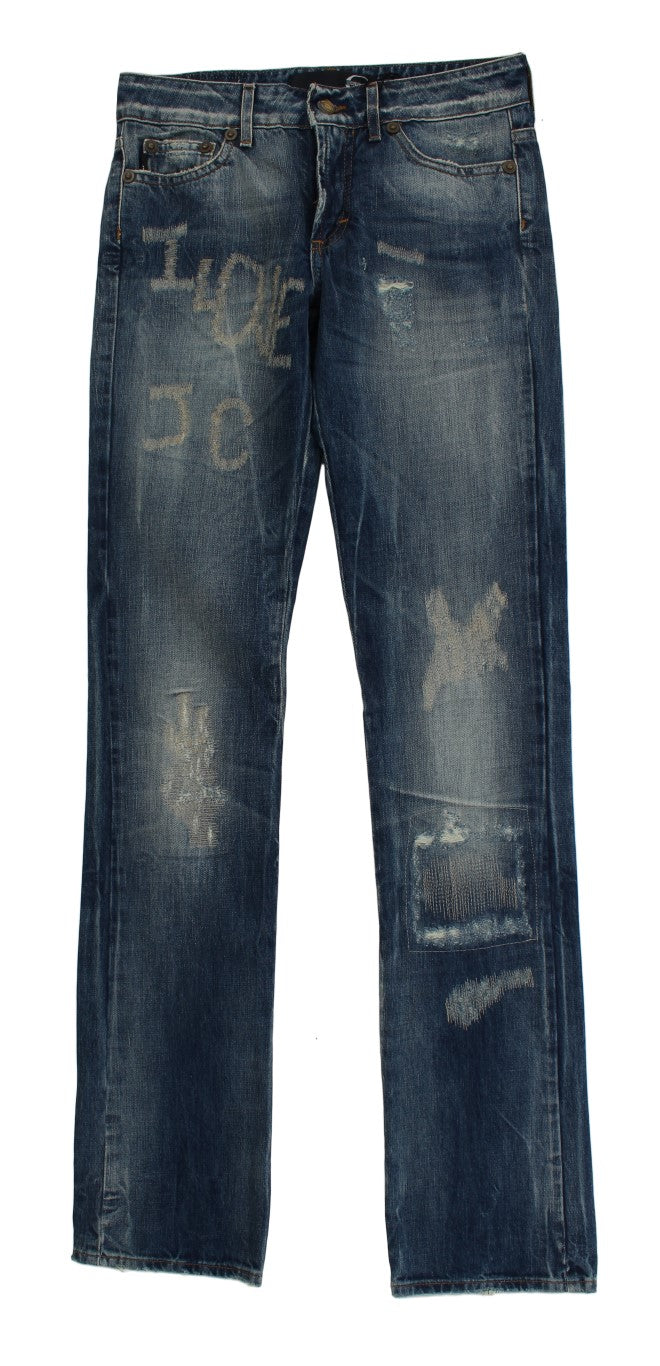 Cavalli Elegante Jeans in Schlaghosenform aus blauem Denim